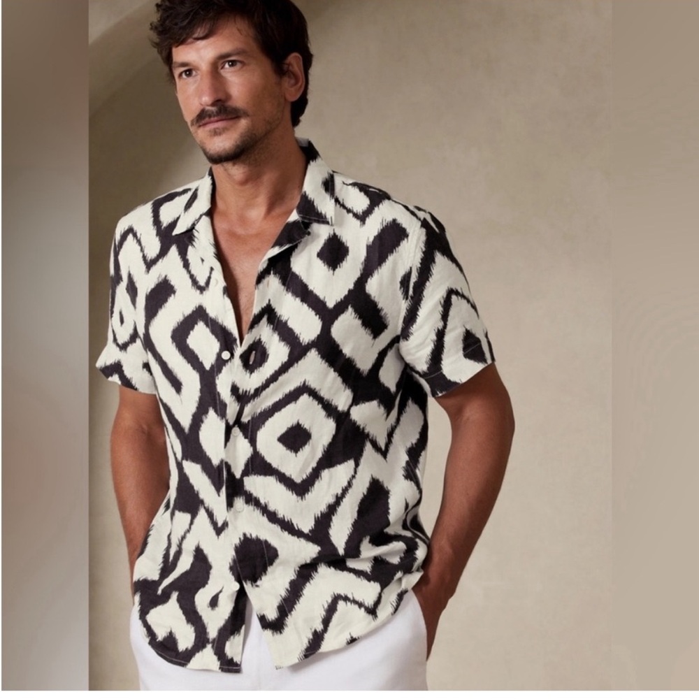 NWT Banana Republic Mateo Linen Resort Button-Up Shirt